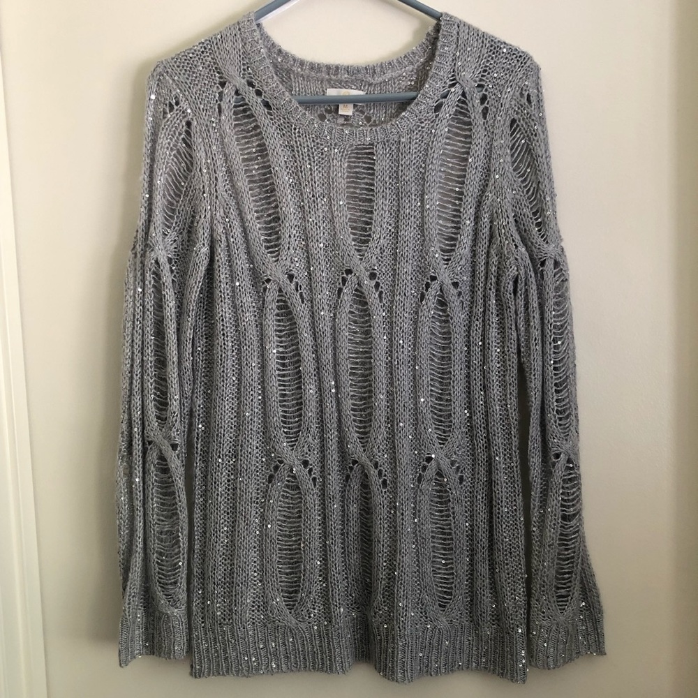 Charming Carlie’s silver metallic/sequin sweater M